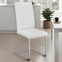 Set of 6 Cantilever High Backrest Dining Chairs - White