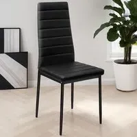 Set of 6 High Backrest Padded Dining Chairs - Black