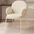 Set of 6 Padded Dining Chairs with Armrests - Cream, Boucle