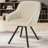 Set of 6 Velvet Swivel Armchairs - Cream