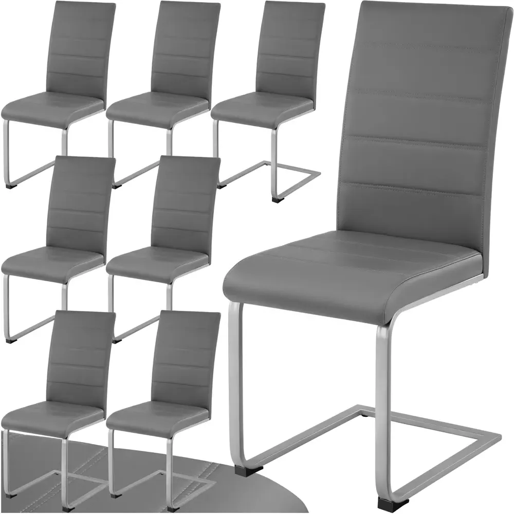 Set of 8 High Backrest Dining Chairs - Grey