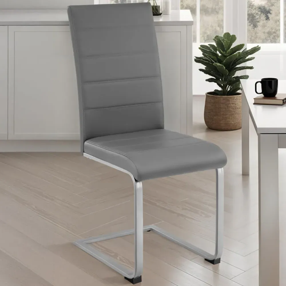 Set of 8 High Backrest Dining Chairs - Grey