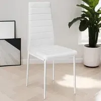 Set of 8 High Backrest Padded Dining Chairs - White