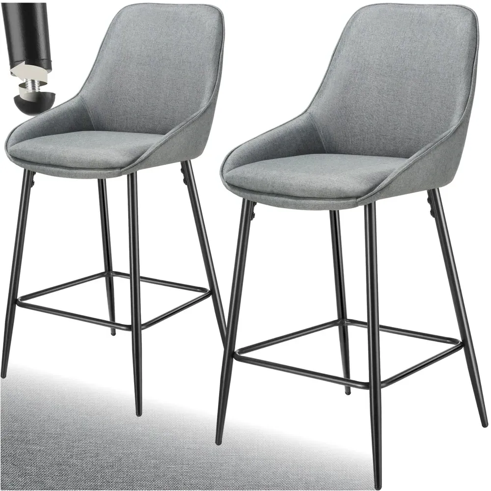 Siera Bar Stool Set of 2 - Grey, Woven Fabric