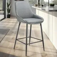 Siera Bar Stool Set of 2 - Grey, Woven Fabric