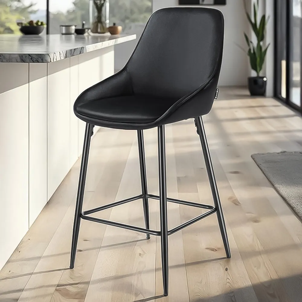 Siera Bar Stool Set of 4 - Black, Velvet