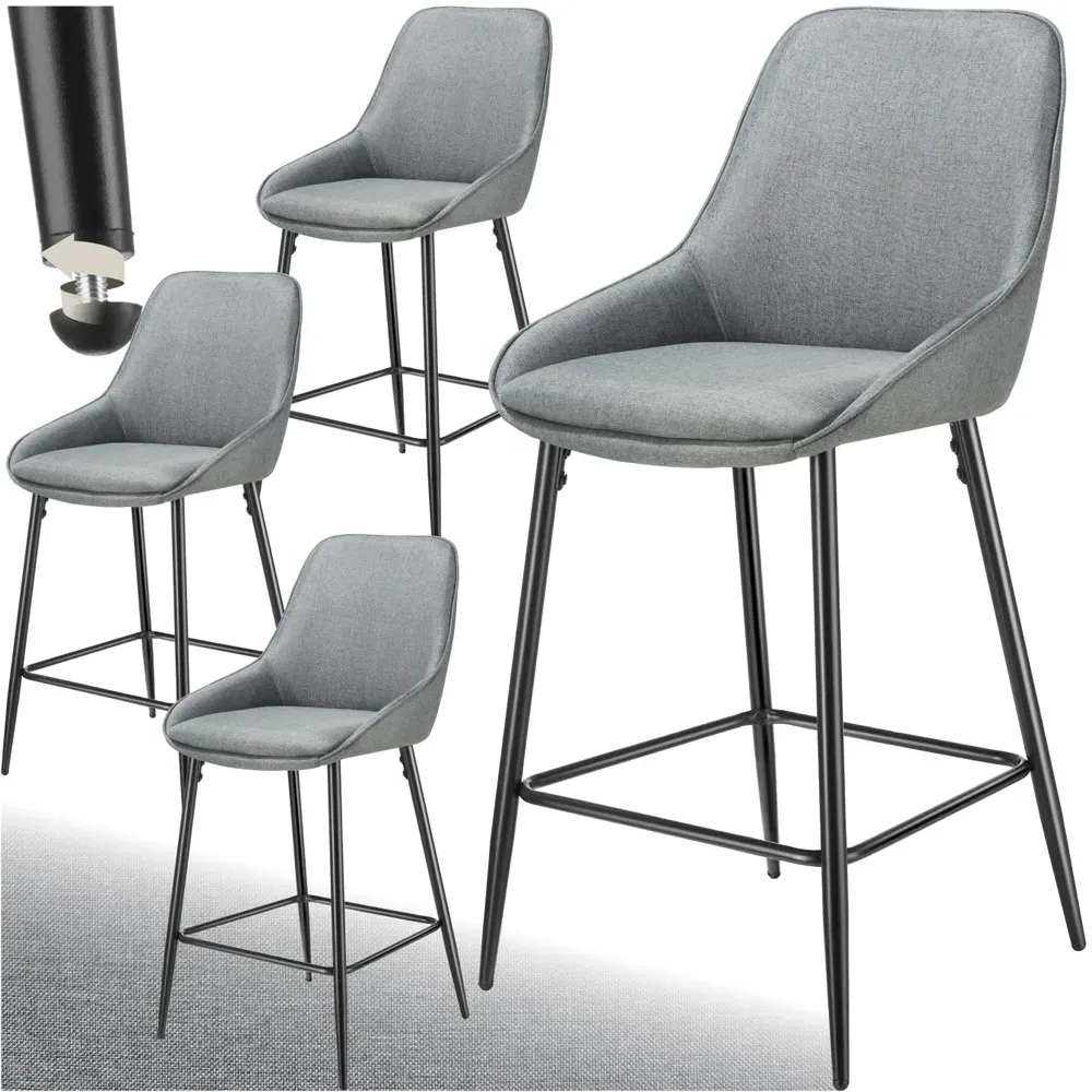 Siera Bar Stool Set of 4 - Grey, Woven Fabric