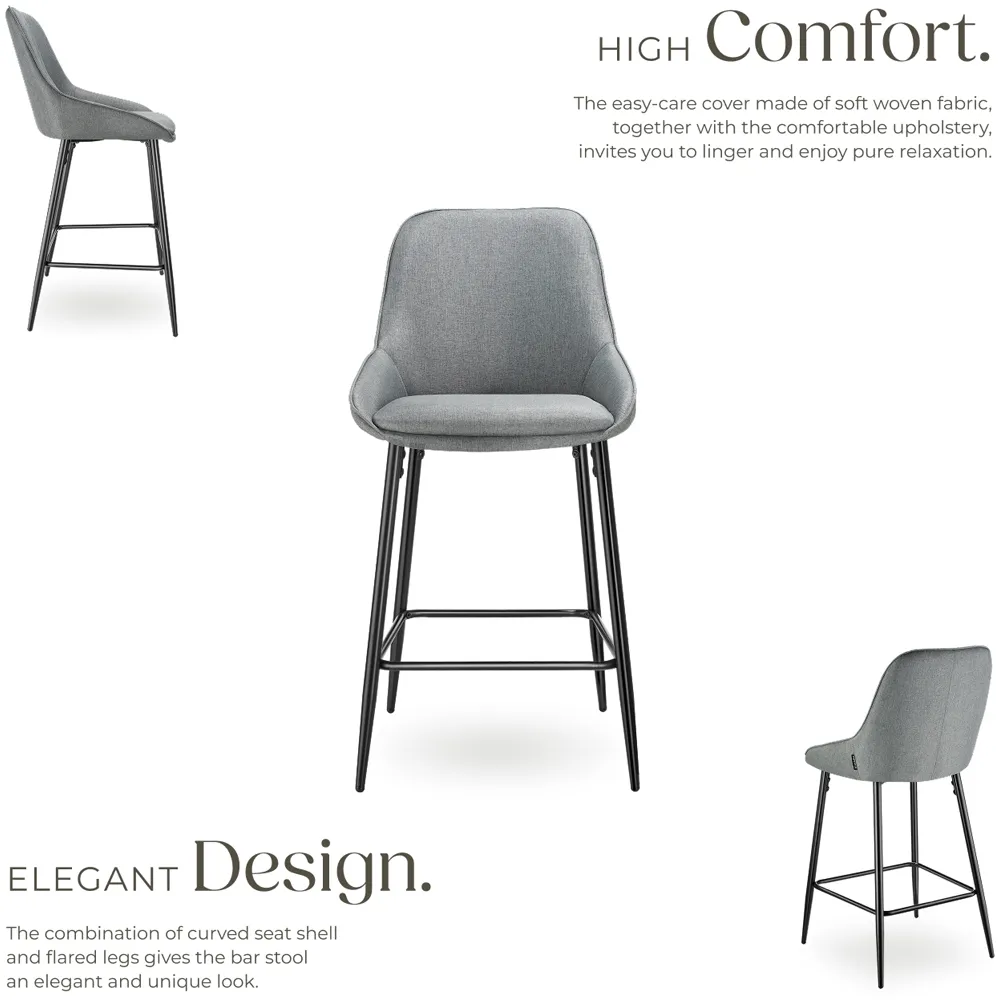 Siera Bar Stool Set of 4 - Grey, Woven Fabric