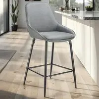 Siera Bar Stool Set of 4 - Grey, Woven Fabric