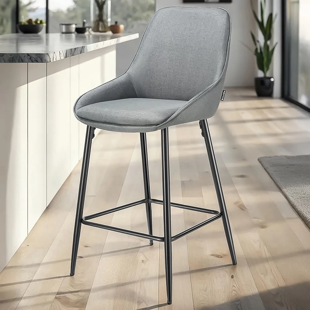 Siera Bar Stool Set of 4 - Grey, Woven Fabric