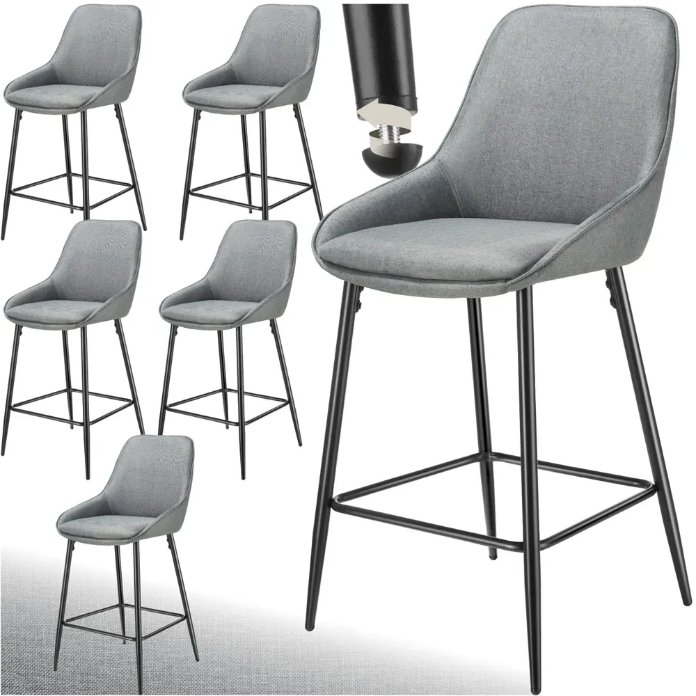 Siera Bar Stool Set of 6 - Grey, Woven Fabric