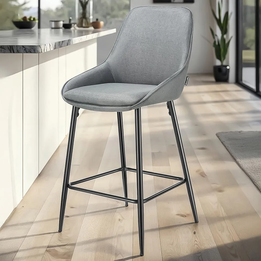 Siera Bar Stool Set of 6 - Grey, Woven Fabric