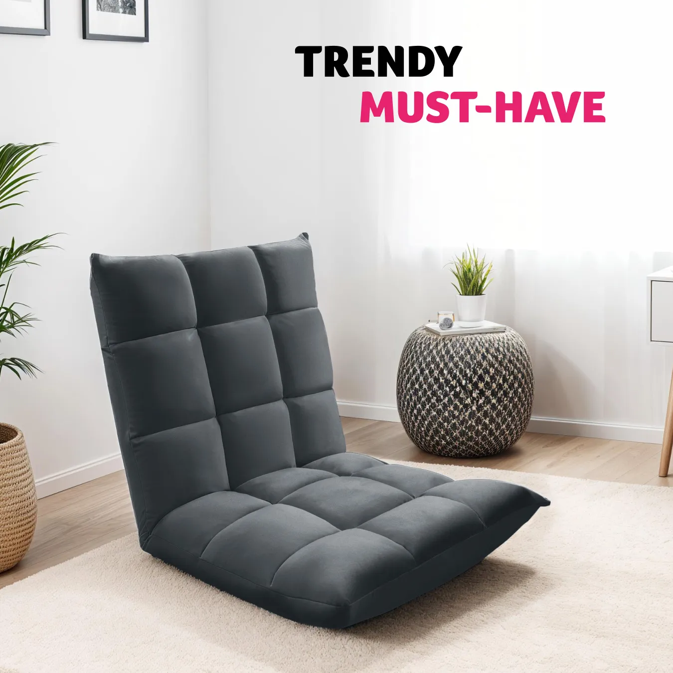 Snooze 2-in-1 Recliner Armchair with 14-Step Adjustment - Grey