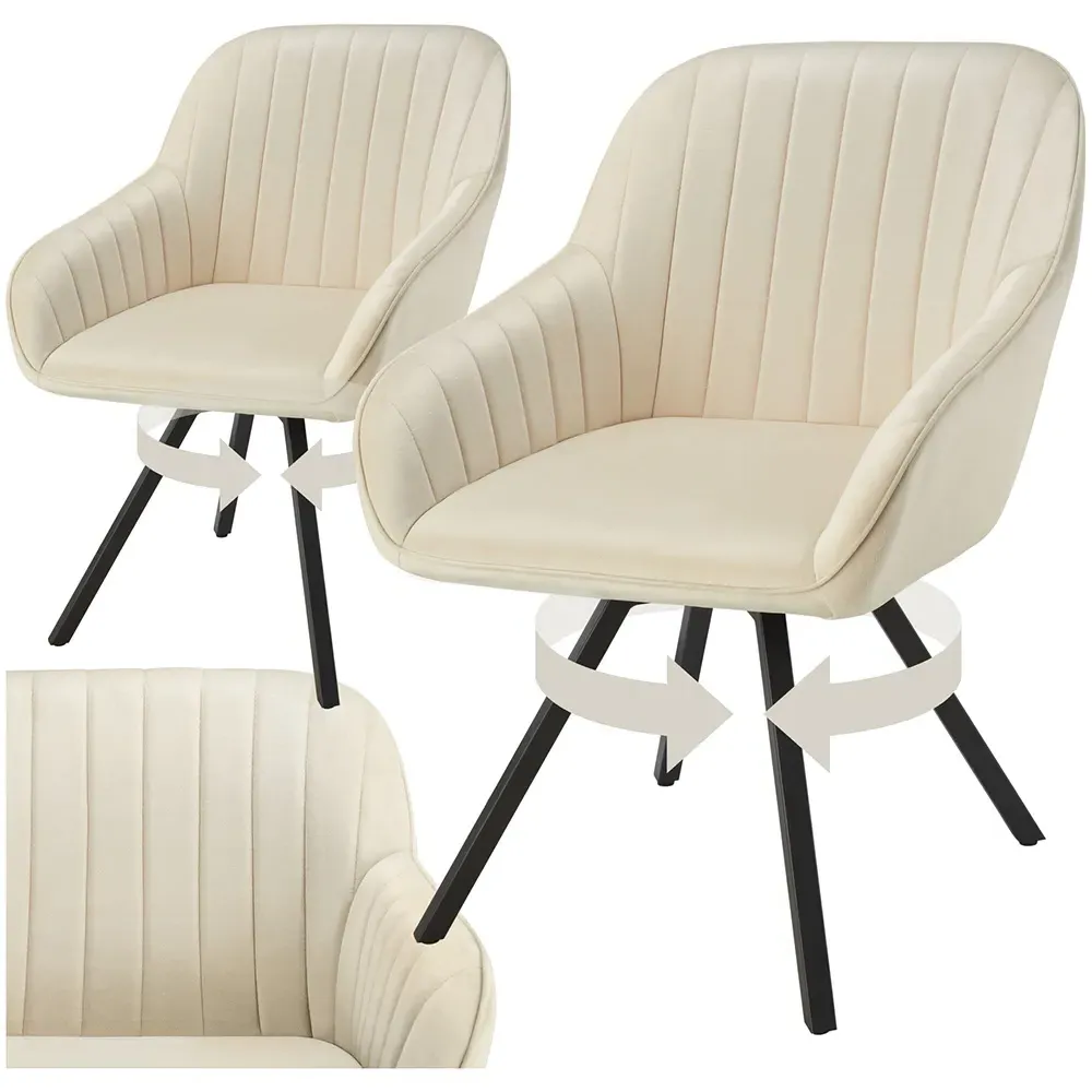 Snug Set of 2 Swivel Armchairs - Cream, Velvet