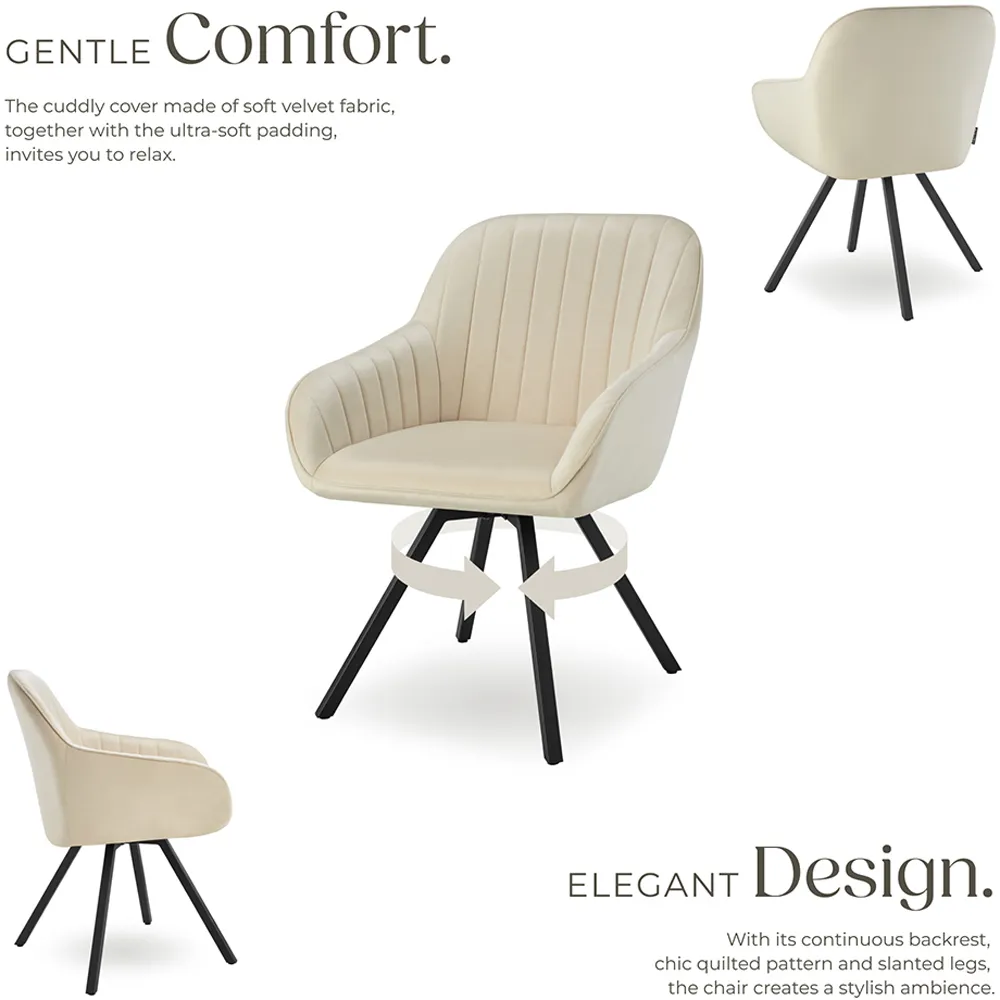 Snug Set of 2 Swivel Armchairs - Cream, Velvet