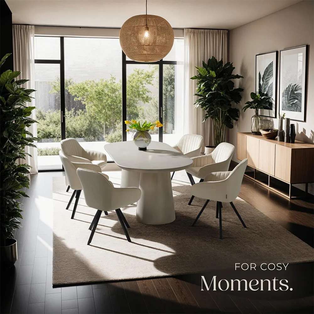 Snug Set of 2 Swivel Armchairs - Cream, Velvet