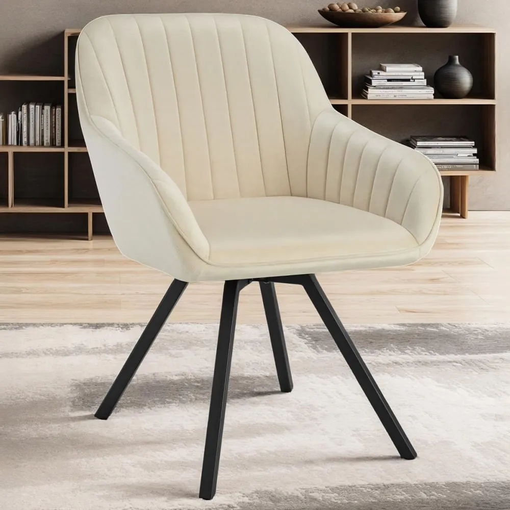 Snug Set of 2 Swivel Armchairs - Cream, Velvet