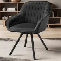 Snug Set of 4 Swivel Lounge Armchairs - Black, Velvet