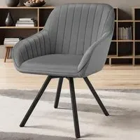 Snug Set of 4 Swivel Lounge Armchairs - Grey, Velvet