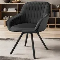 Snug Set of 6 Swivel Lounge Armchairs - Black, Velvet