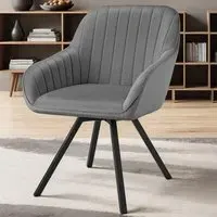 Snug Set of 6 Swivel Lounge Armchairs - Grey, Velvet