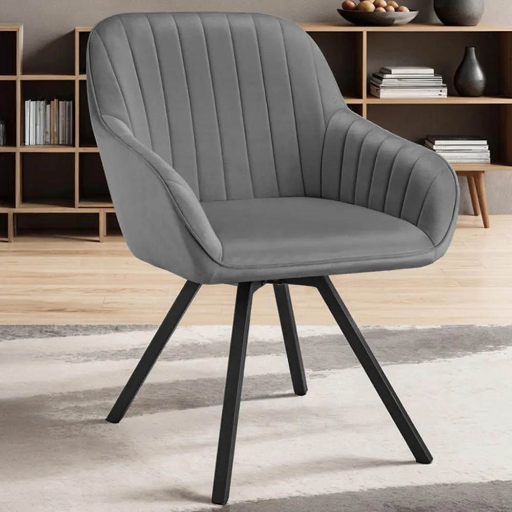 Snug Set of 6 Swivel Lounge Armchairs - Grey, Velvet