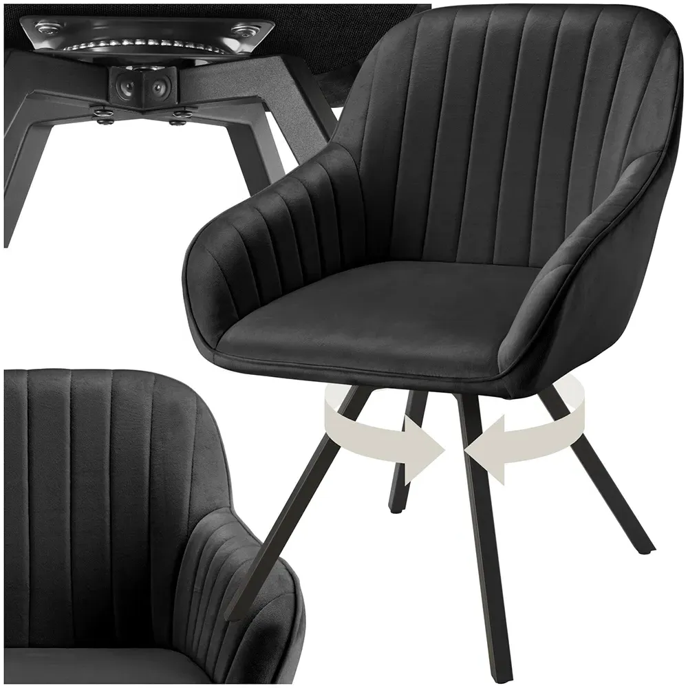 Snug Swivel Accent Armchair - Black, Velvet