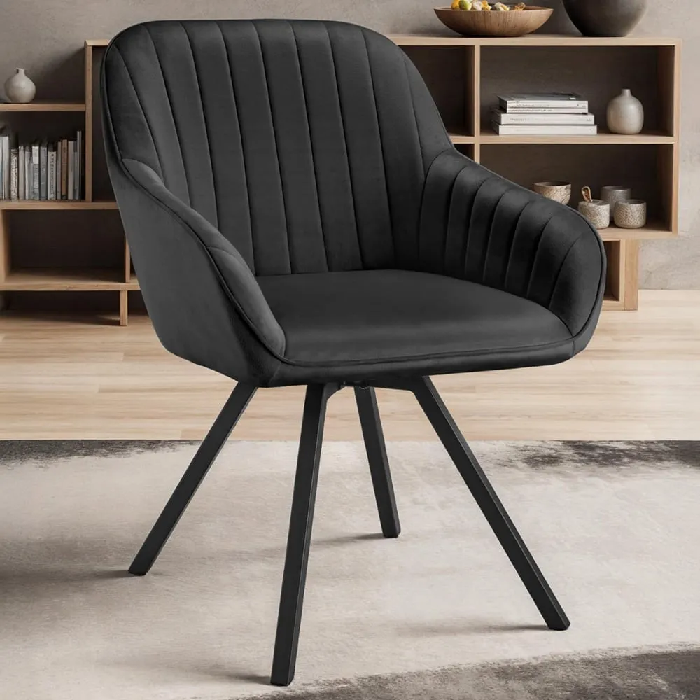 Snug Swivel Accent Armchair - Black, Velvet image