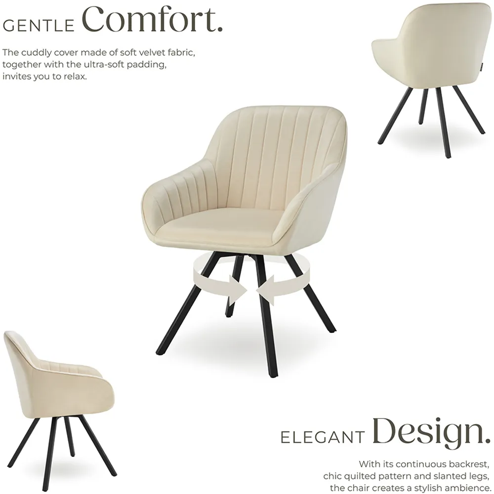 Snug Swivel Armchair - Cream, Velvet