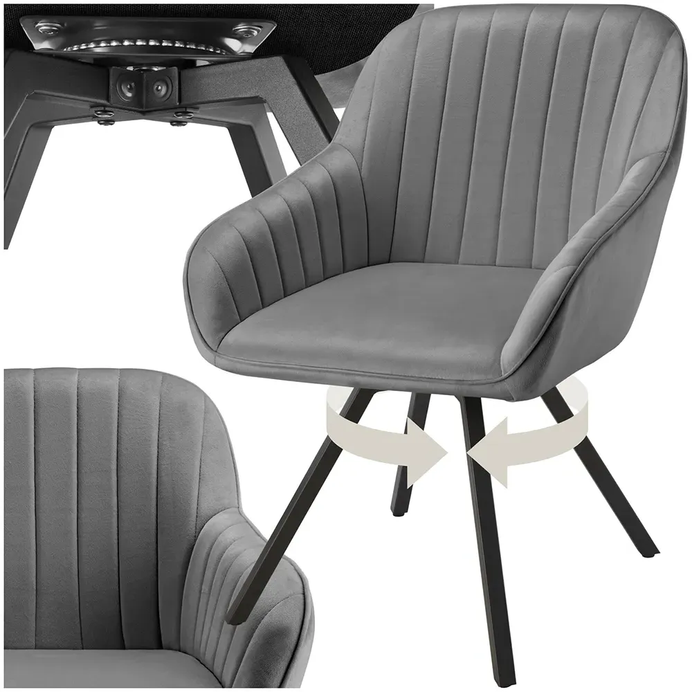 Snug Swivel Armchair - Grey, Velvet