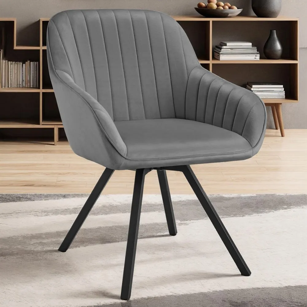 Snug Swivel Armchair - Grey, Velvet image