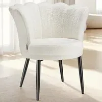 Stella Floral Armchair - Cream, Faux Fur