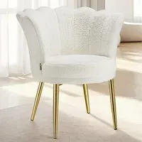 Stella Floral Armchair - Cream, Faux Fur