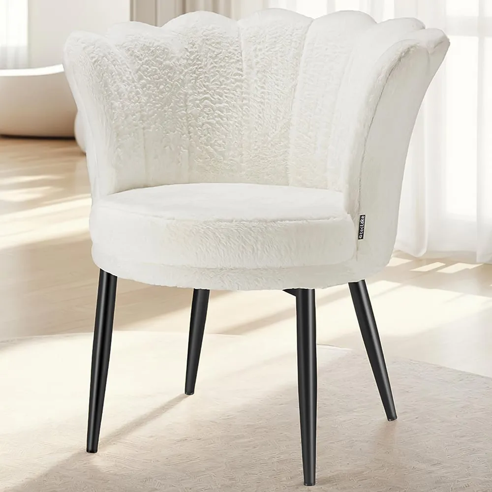 Stella Floral Armchair - Cream, Faux Fur image
