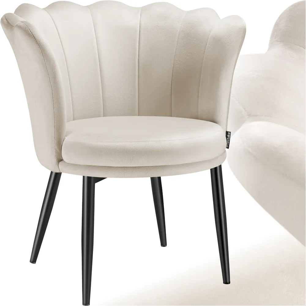 Stella Padded Armchair - Cream, Velvet