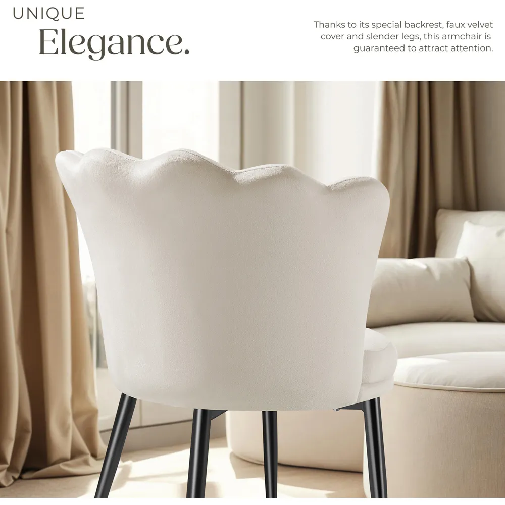 Stella Padded Armchair - Cream, Velvet
