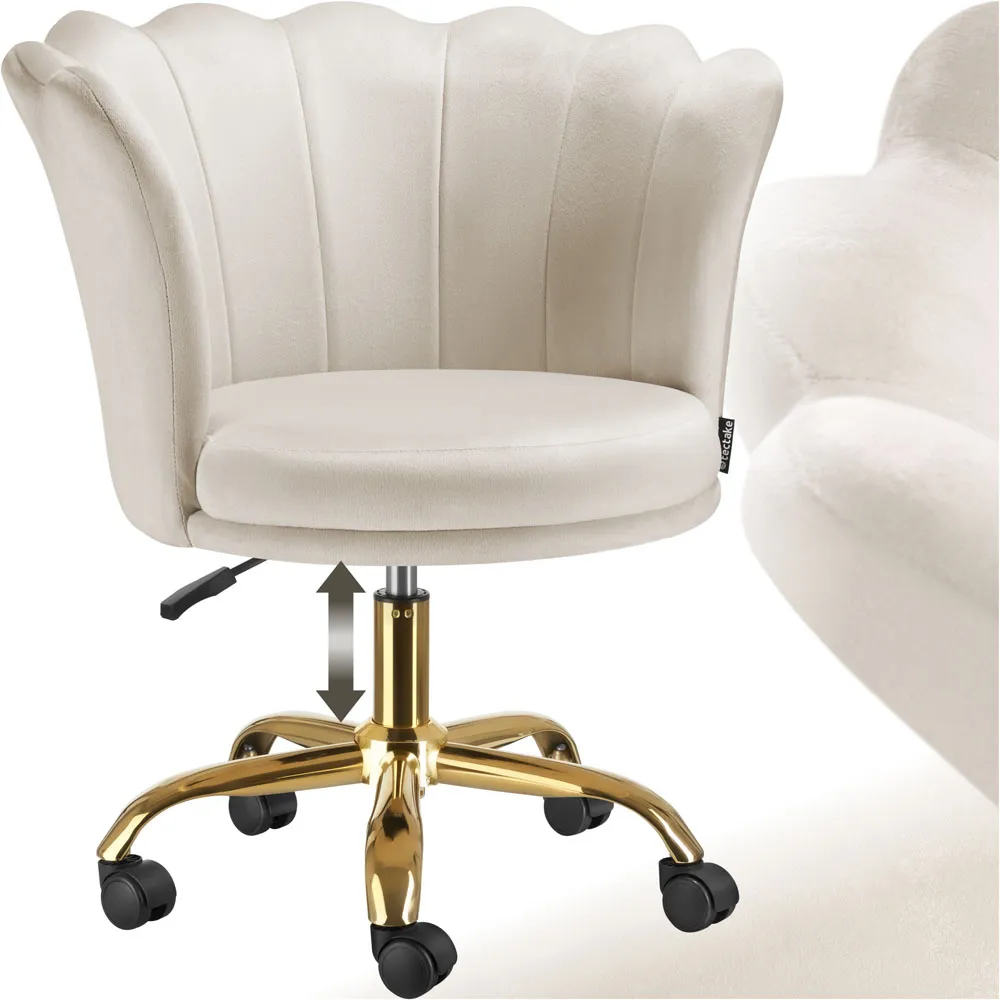 Stella Tulip Seat Desk Chair - Cream, Velvet