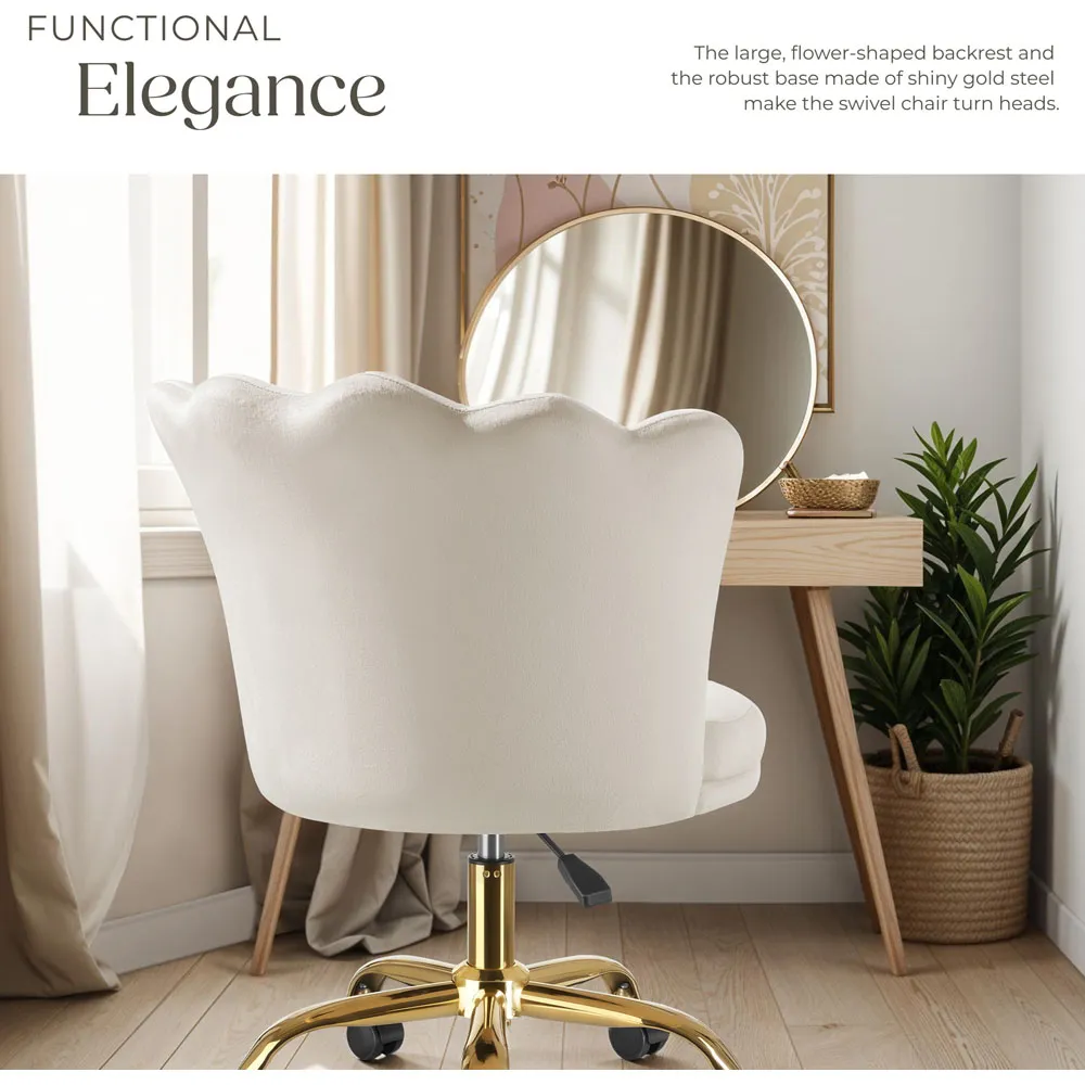 Stella Tulip Seat Desk Chair - Cream, Velvet