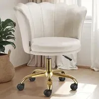 Stella Tulip Seat Desk Chair - Cream, Velvet