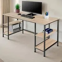 Stoke 4 Shelf Office Desk - Brown, Oak Sonoma