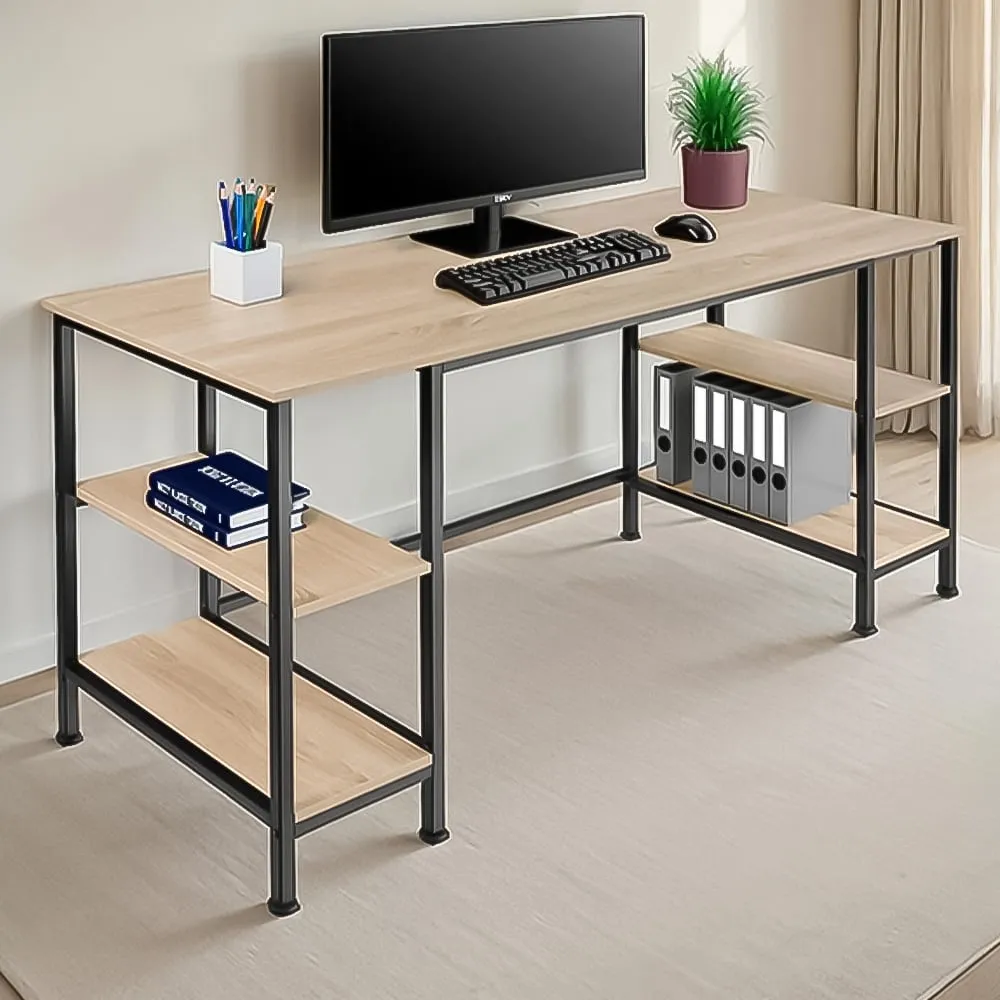 Stoke 4 Shelf Office Desk - Brown, Oak Sonoma image