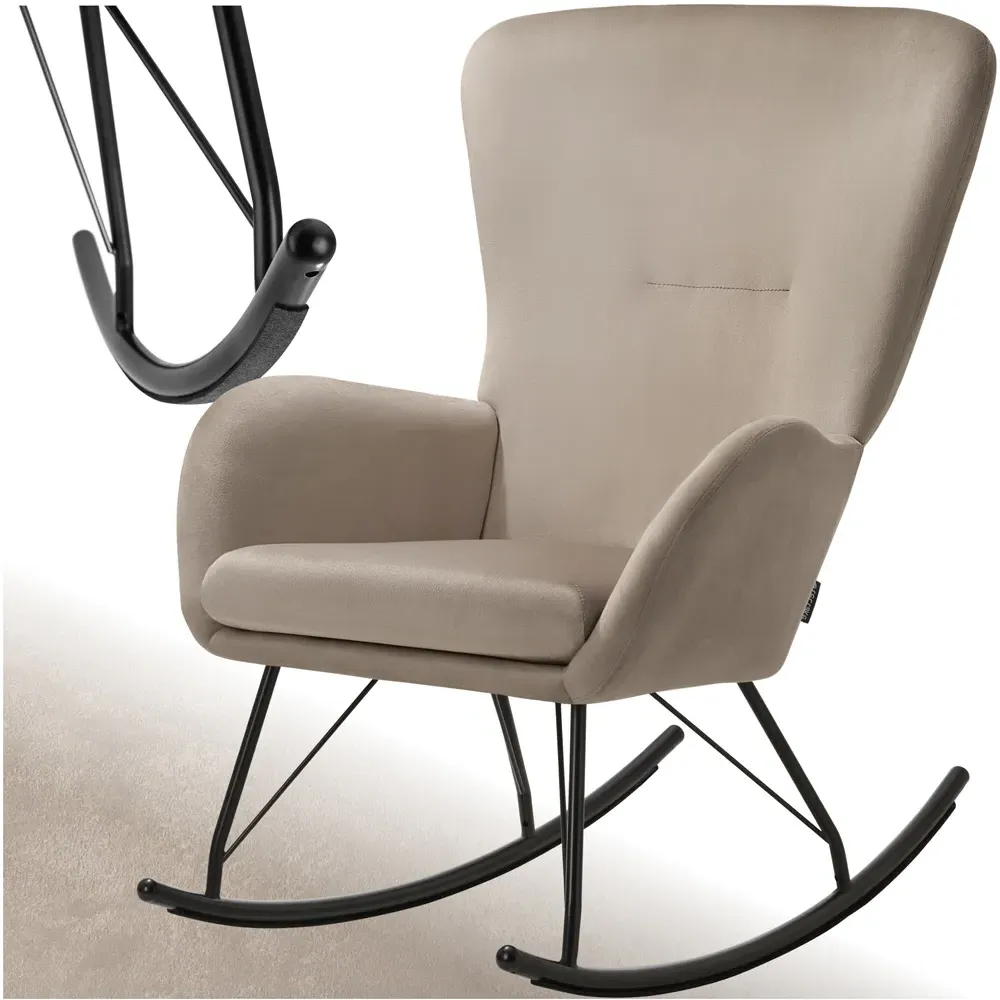 Swing Rocking Chair - Beige, Velvet