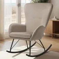 Swing Rocking Chair - Beige, Velvet