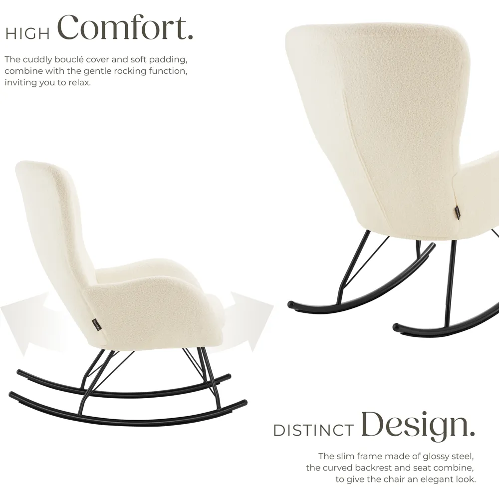 Swing Rocking Chair - Cream, Velvet
