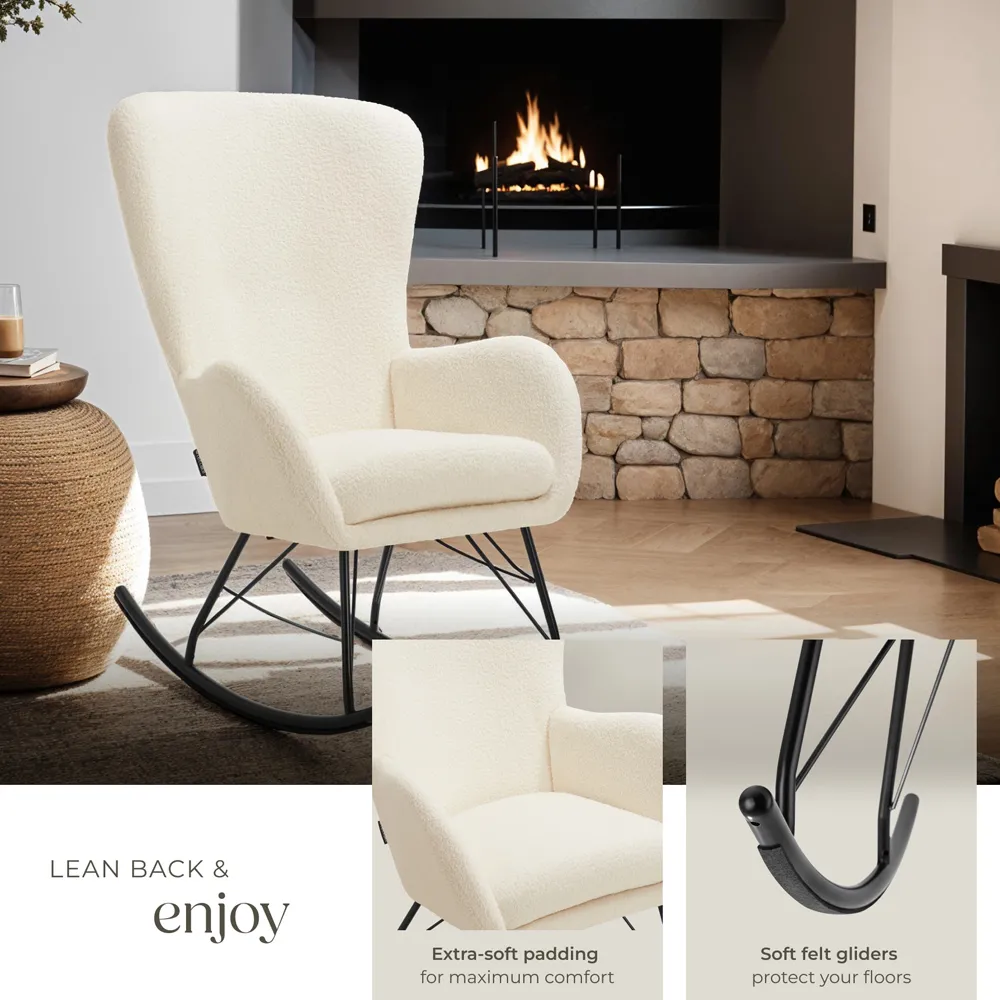 Swing Rocking Chair - Cream, Velvet