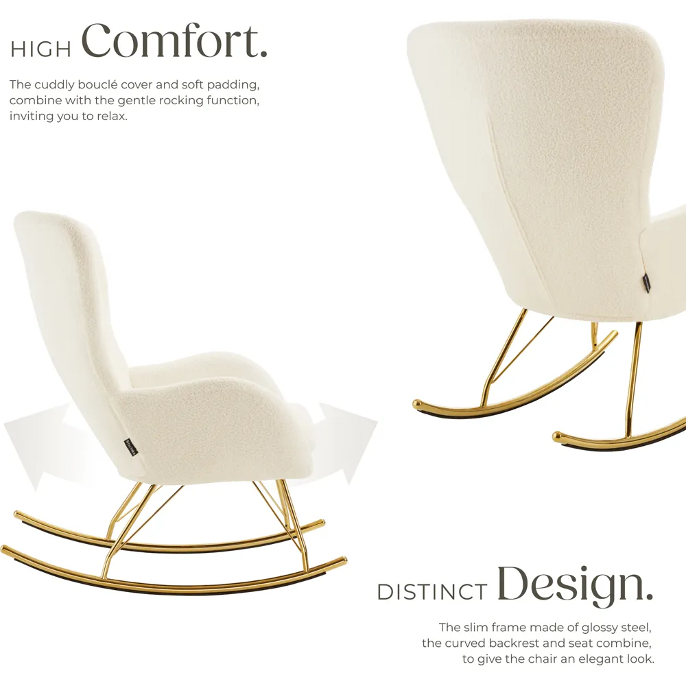 Swing Rocking Chair - Cream, Velvet