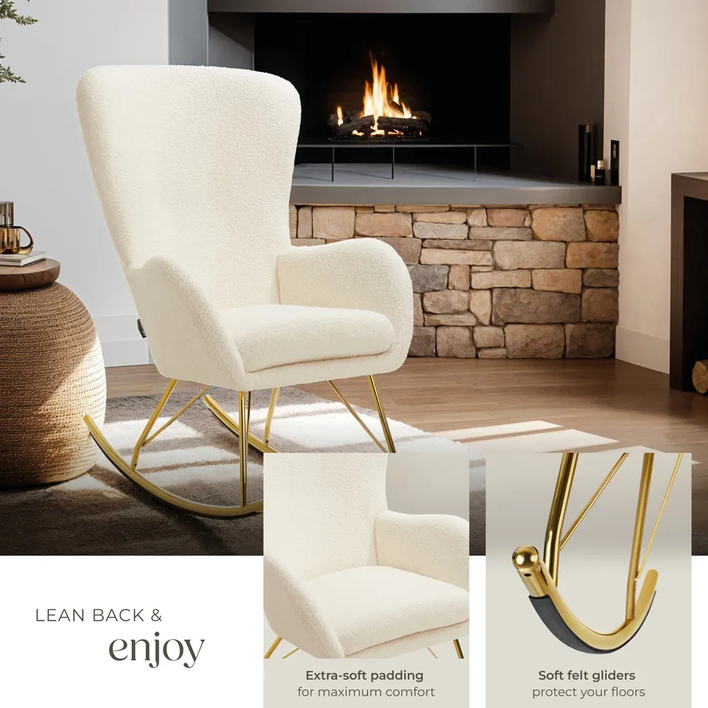 Swing Rocking Chair - Cream, Velvet