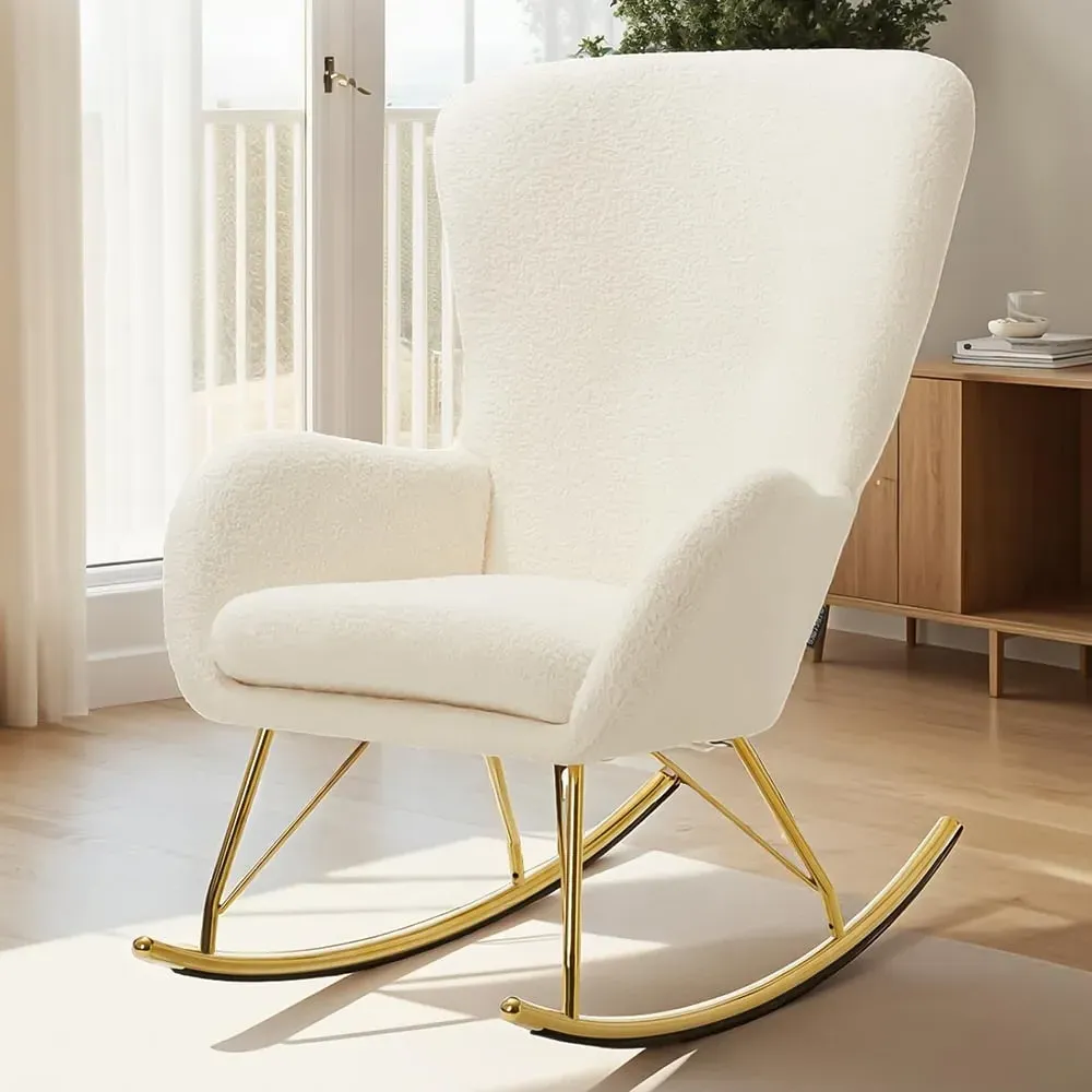 Swing Rocking Chair - Cream, Velvet