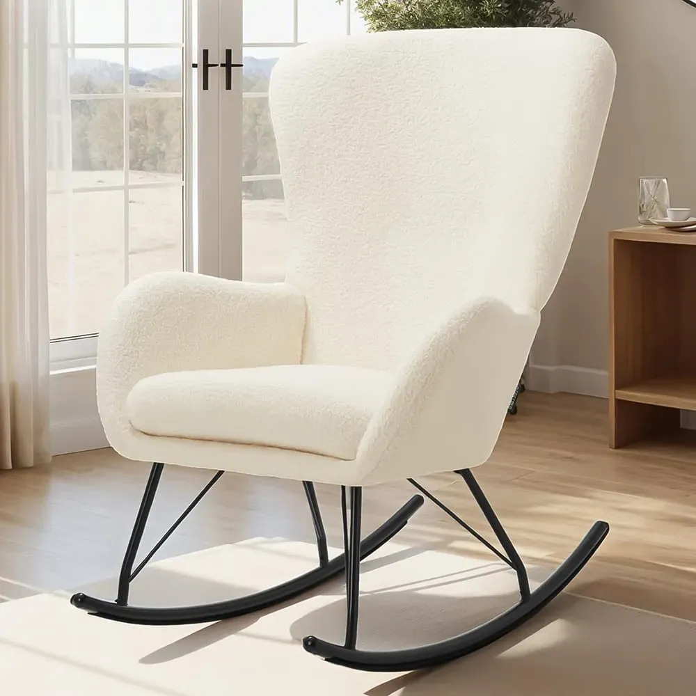 Swing Rocking Chair - Cream, Velvet