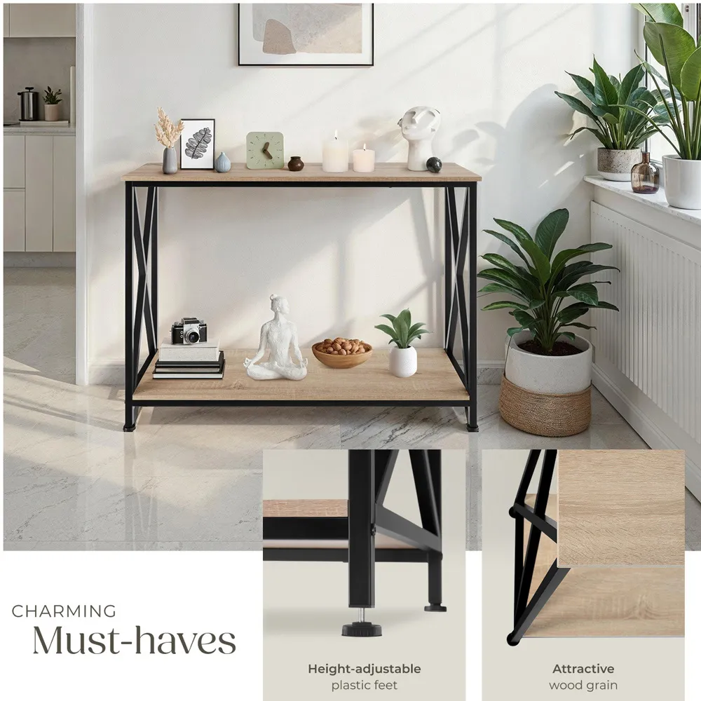 Tacoma Console Table with X-Braces - Oak Sonoma, Wood